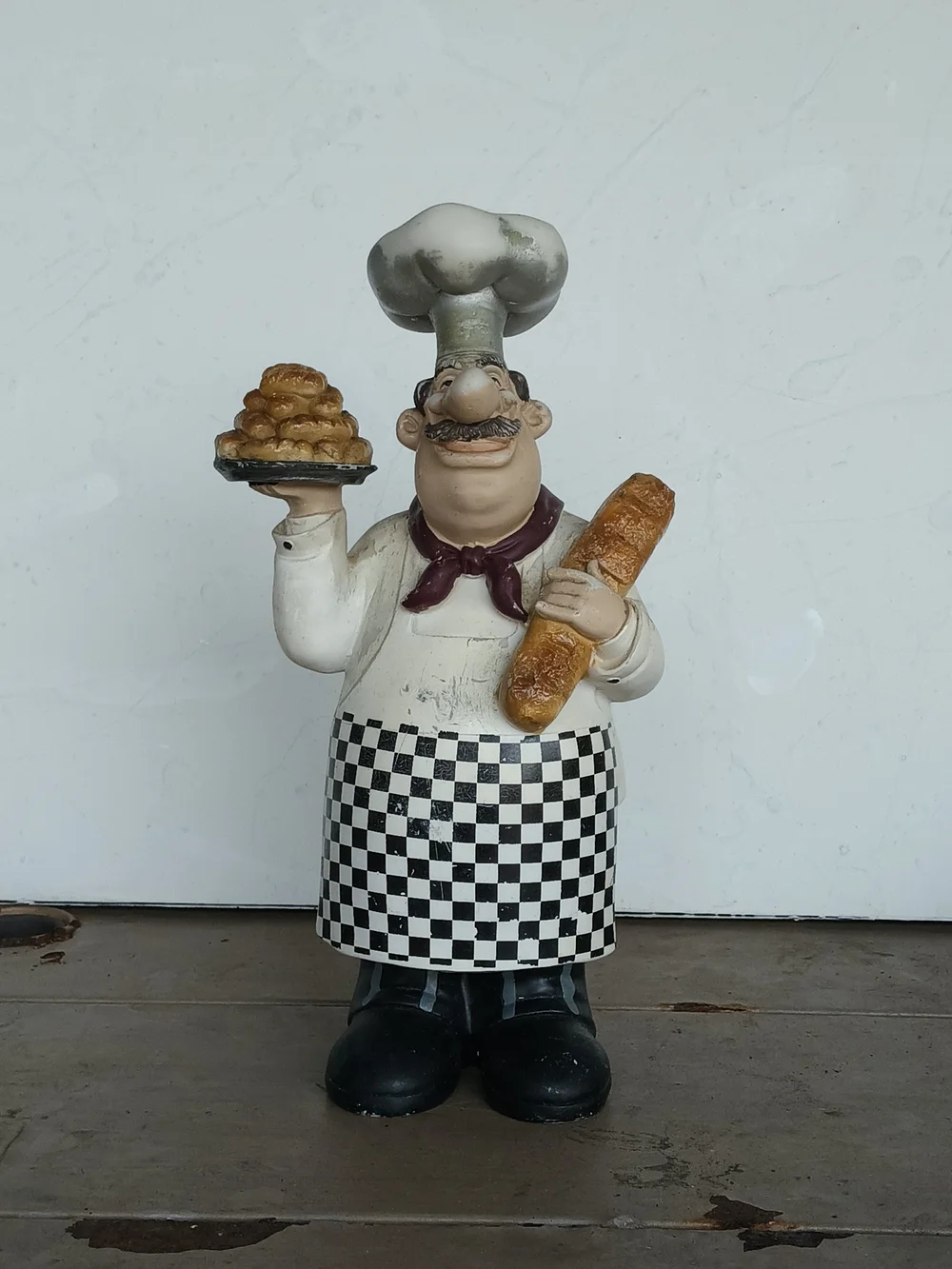 Vtg Fat Italian Baker/ Chef Figurine Kitchen Decor Resin Statue Holding Bread Lg